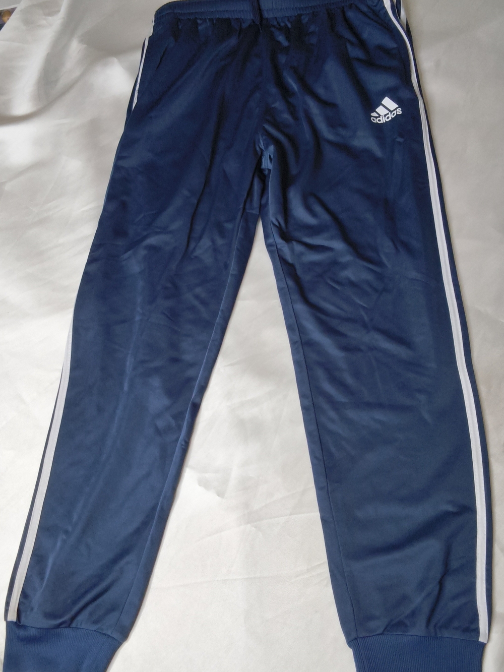 Adidas Navy Track Pants with White Side Stripes